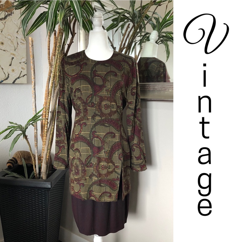 VTG 80s Jessica Howard Long Sleeve Paisley Dress